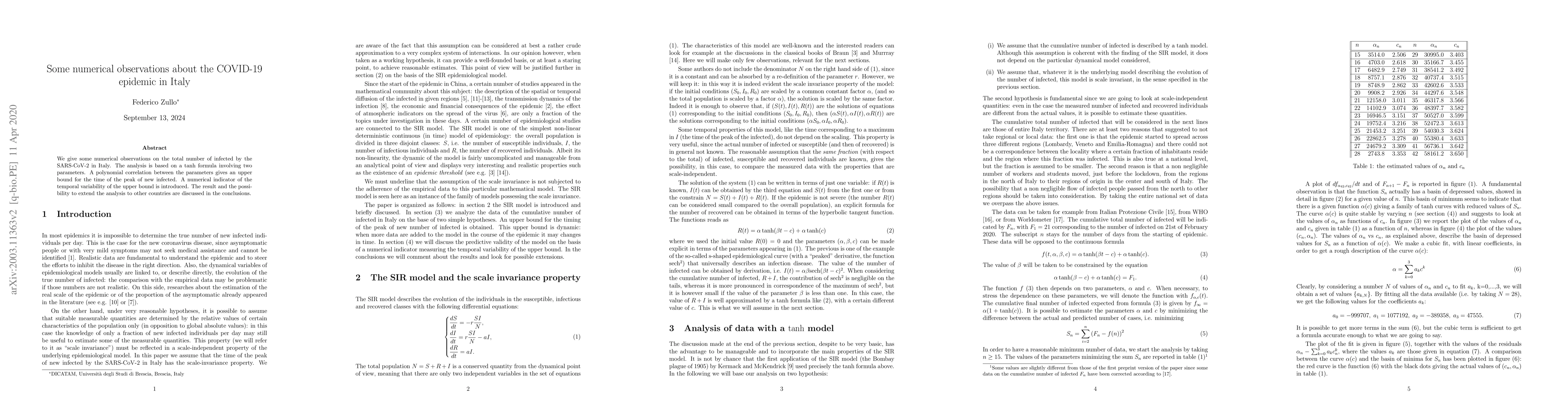 Thumbnail for Some numerical observations about the COVID-19 epidemic in Italy