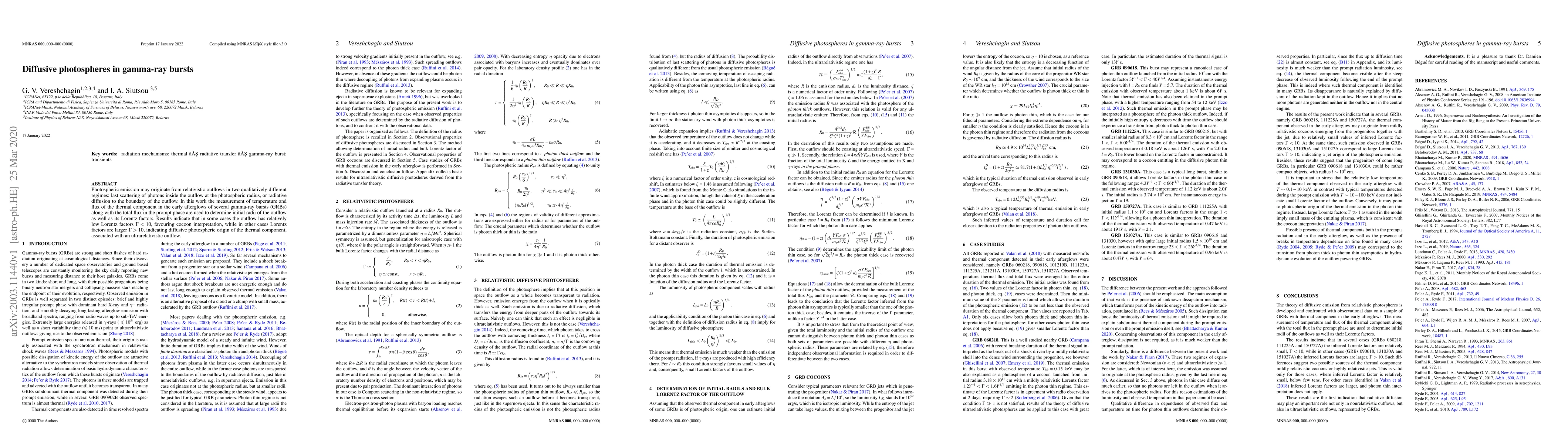 Thumbnail for Diffusive photospheres in gamma-ray bursts