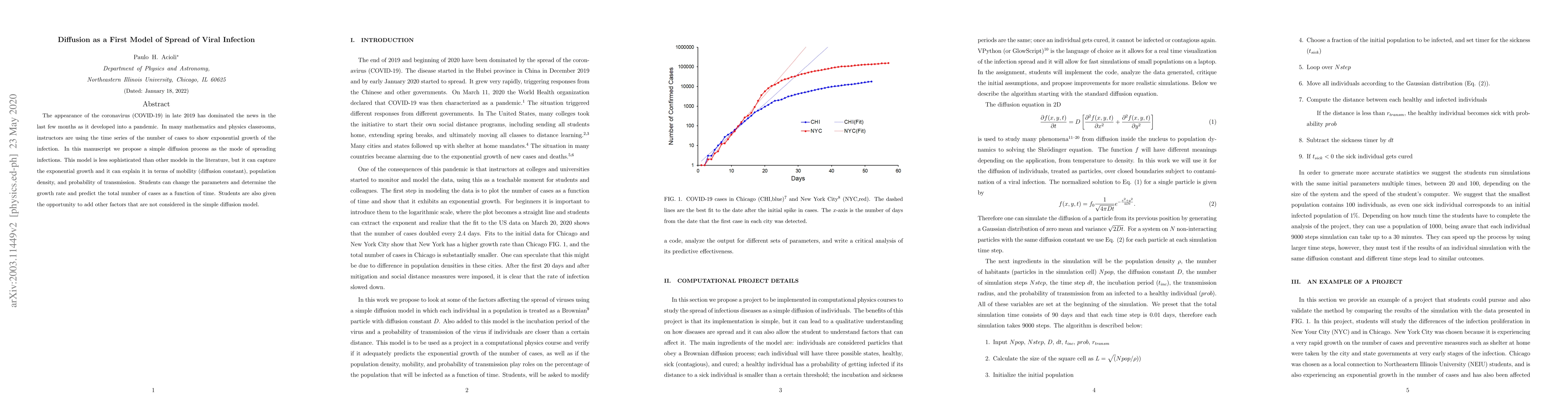 Thumbnail for Diffusion as a First Model of Spread of Viral Infection