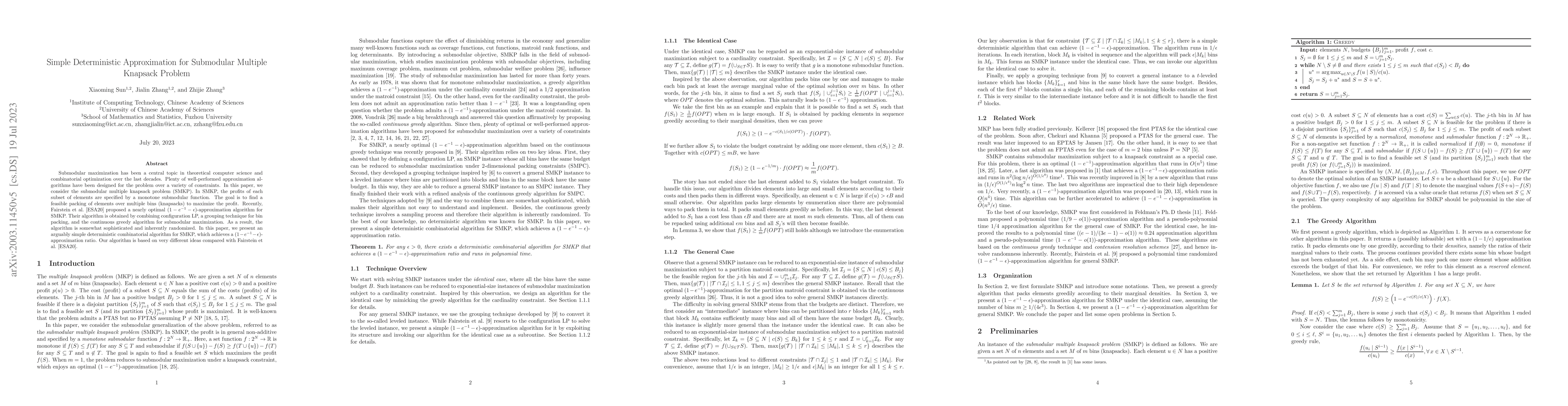 Thumbnail for Simple Deterministic Approximation for Submodular Multiple Knapsack
  Problem