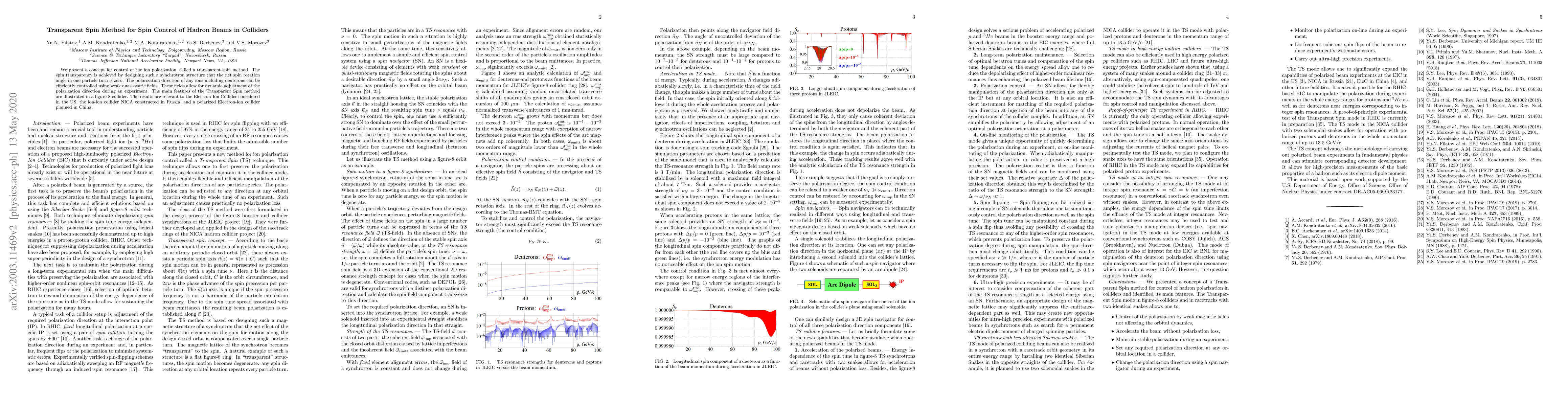 Thumbnail for Transparent Spin Method for Spin Control of Hadron Beams in Colliders