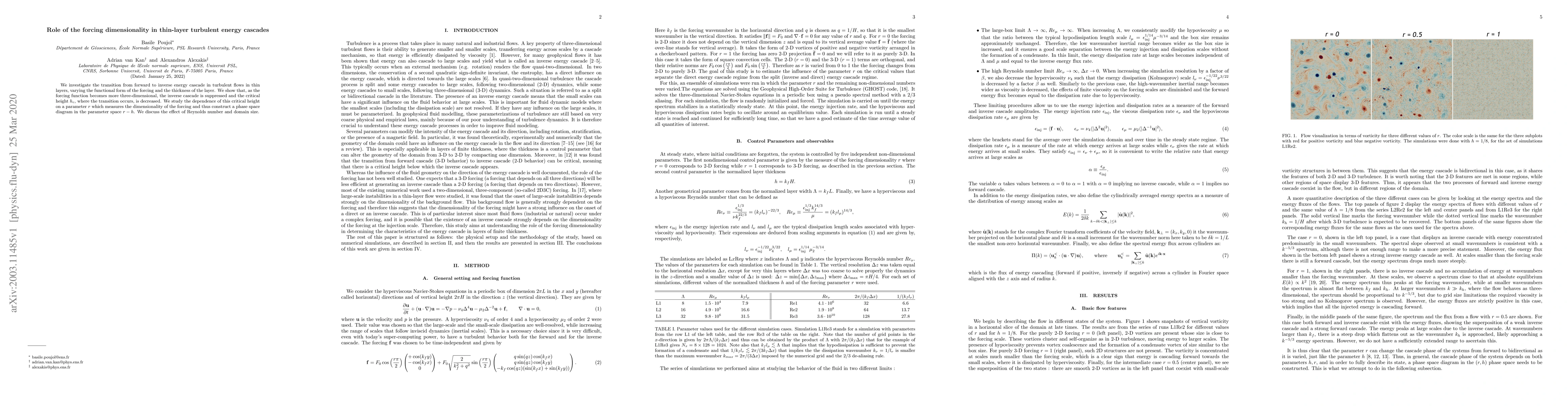 Thumbnail for Role of the forcing dimensionality in thin-layer turbulent energy
  cascades