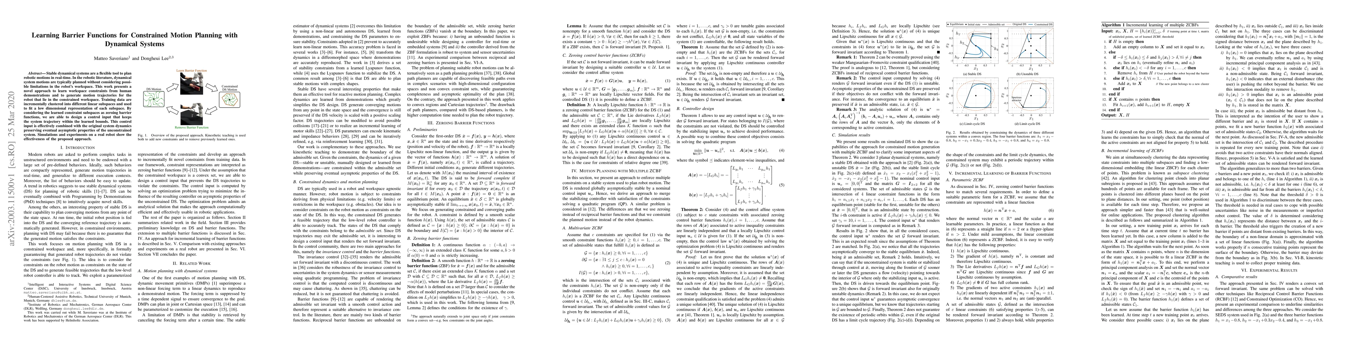 Thumbnail for Learning Barrier Functions for Constrained Motion Planning with
  Dynamical Systems