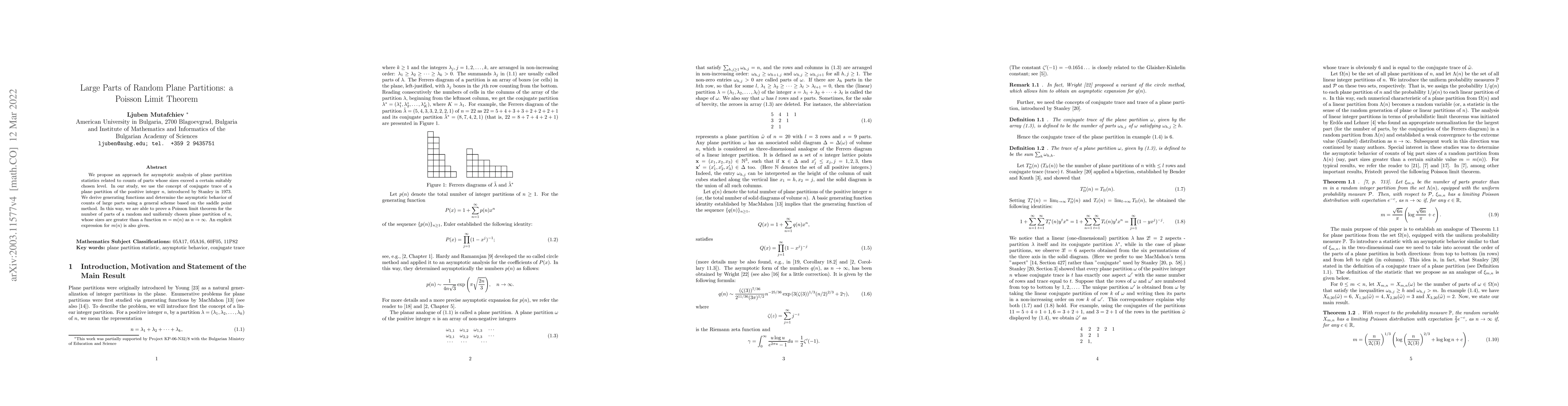 Thumbnail for Large Parts of Random Plane Partitions: a Poisson Limit Theorem
