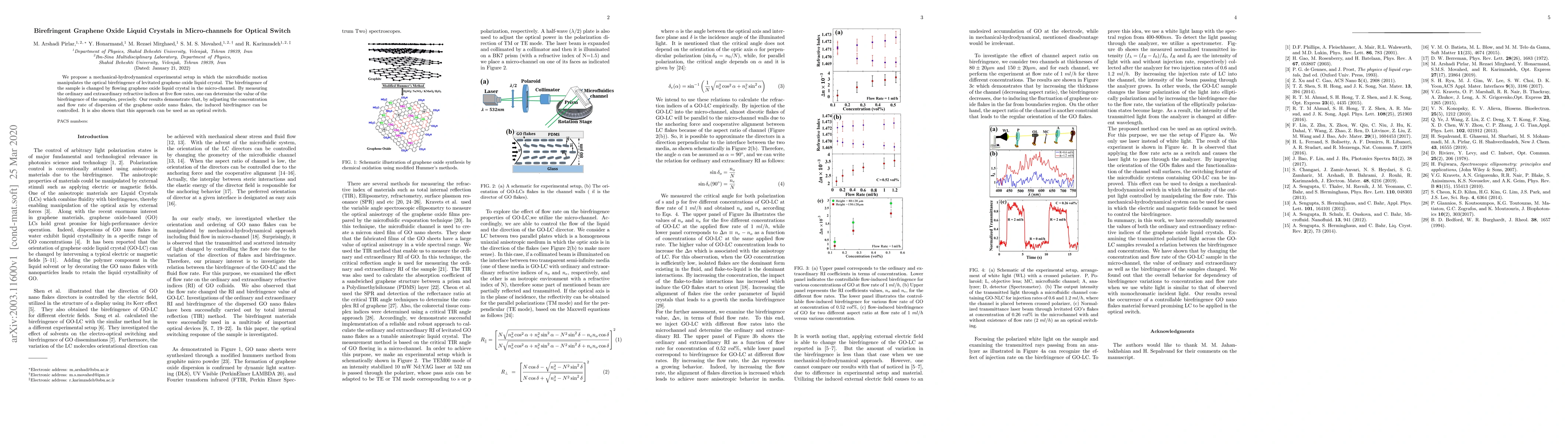 Thumbnail for Birefringent Graphene Oxide Liquid Crystals in Micro-channels for
  Optical Switch