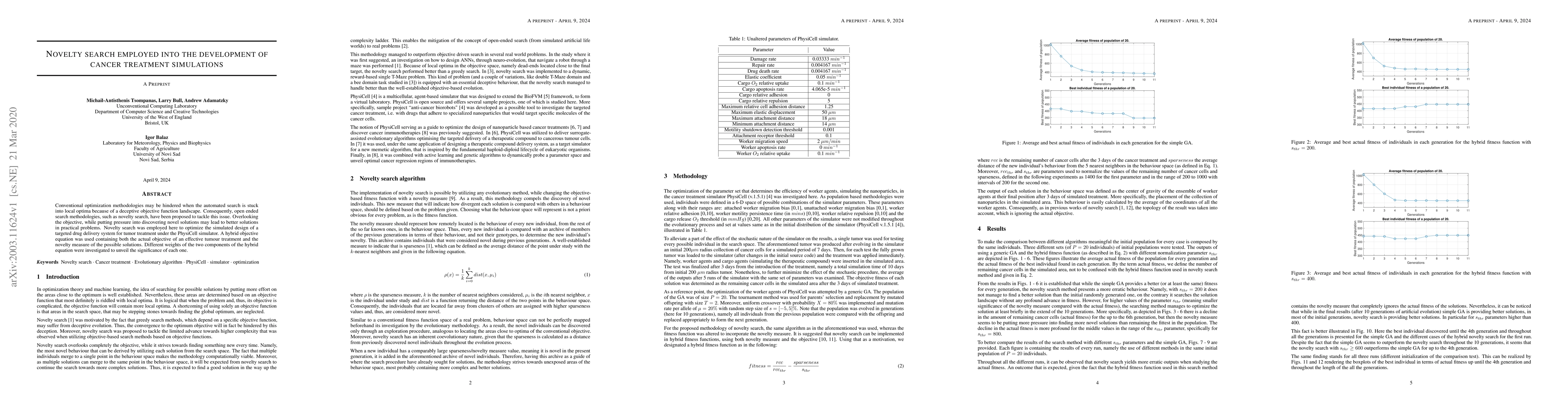Thumbnail for Novelty search employed into the development of cancer treatment
  simulations