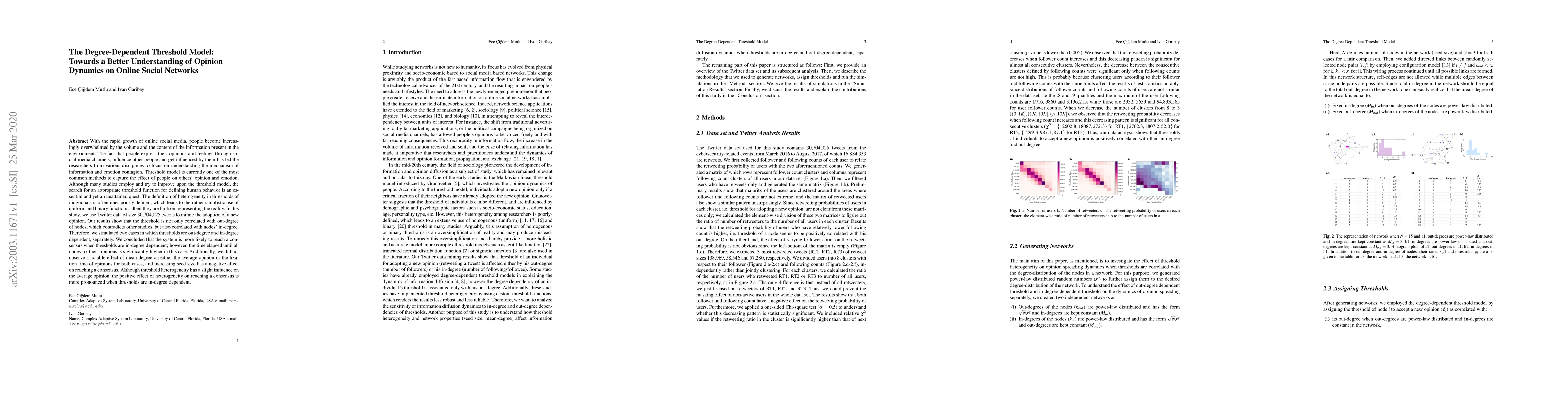 Thumbnail for The Degree-Dependent Threshold Model: Towards a Better Understanding of
  Opinion Dynamics on Online Social Networks
