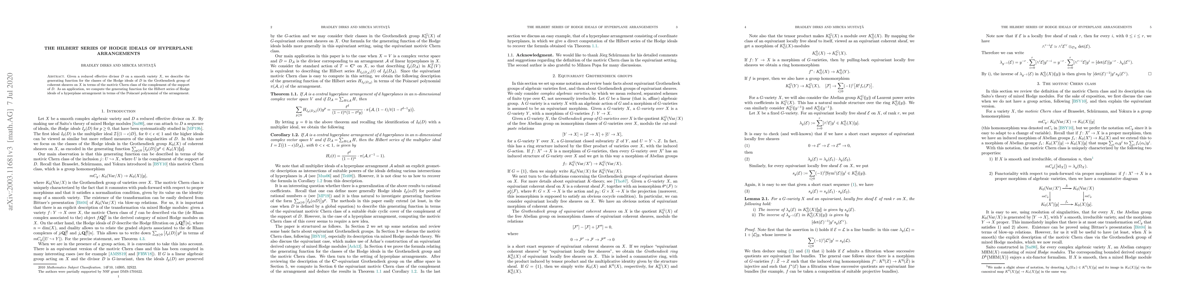 Thumbnail for The Hilbert series of Hodge ideals of hyperplane arrangements