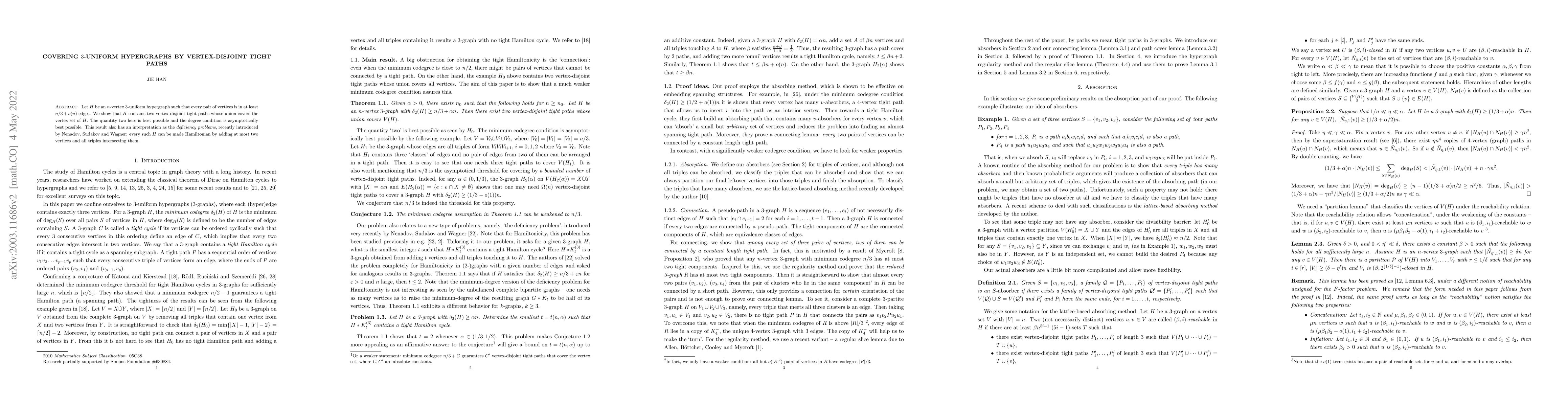 Thumbnail for Cover 3-uniform hypergraphs by vertex-disjoint tight paths