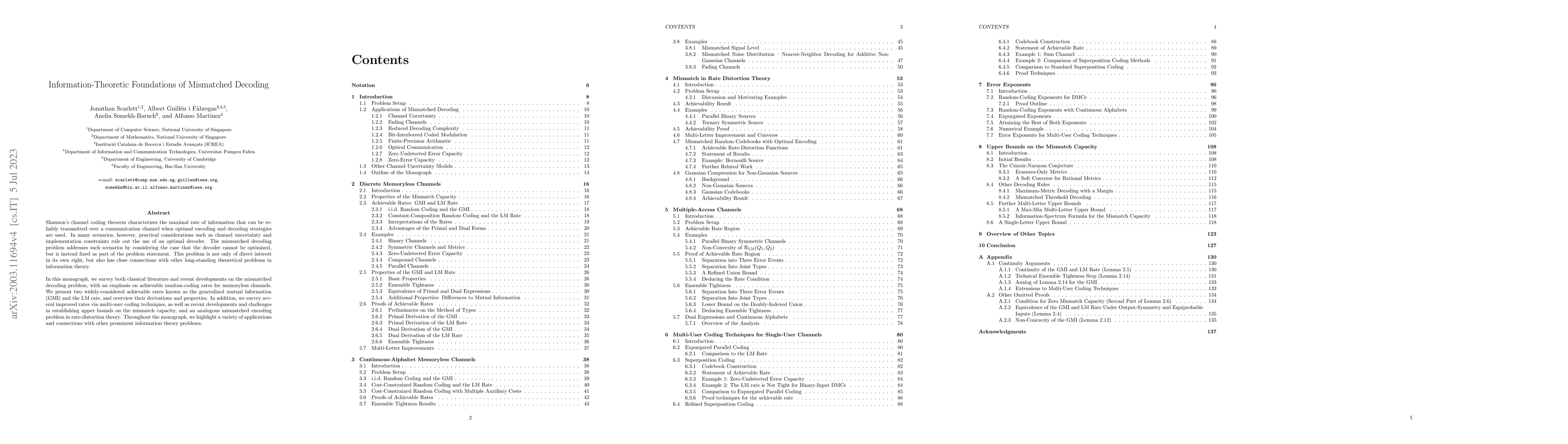 Thumbnail for Information-Theoretic Foundations of Mismatched Decoding