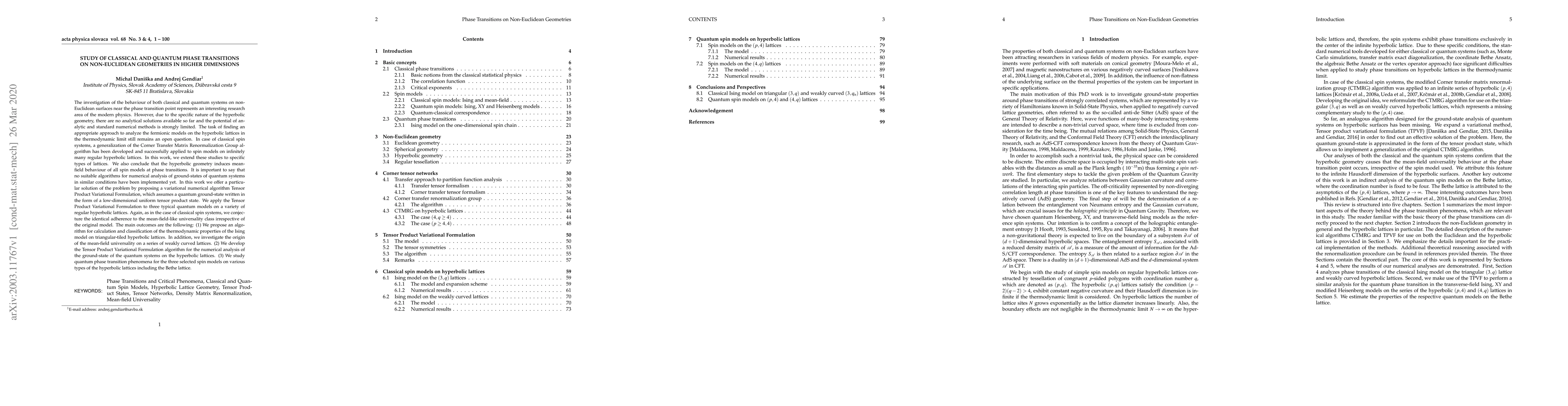 Thumbnail for Study of classical and quantum phase transitions on non-Euclidean
  geometries in higher dimensions