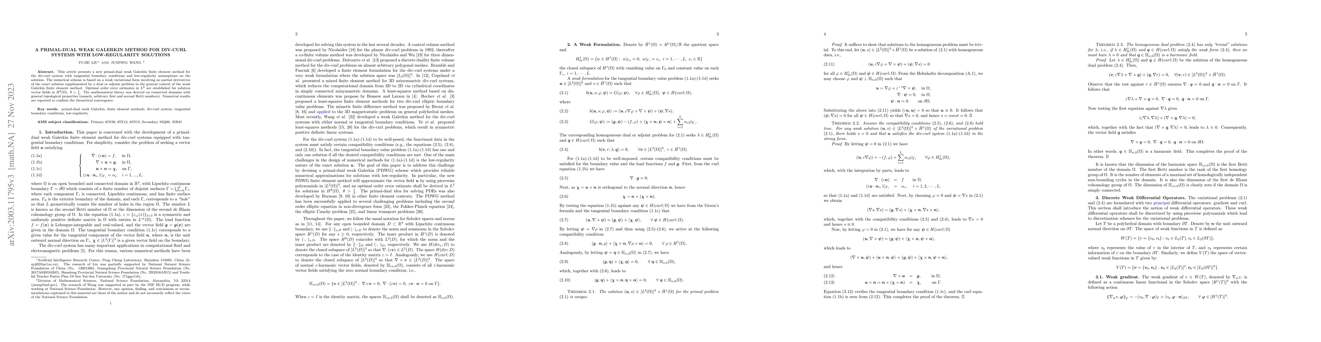 Thumbnail for A Primal-Dual Weak Galerkin Method for Div-Curl Systems with
  low-regularity solutions
