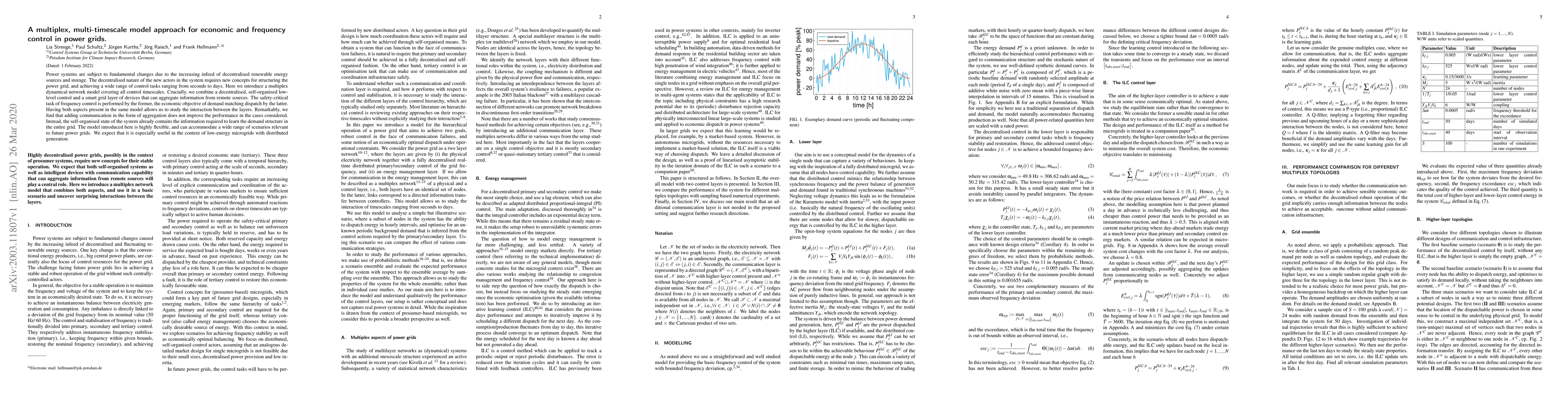 Thumbnail for A multilayer, multi-timescale model approach for economic and frequency
  control in power grids