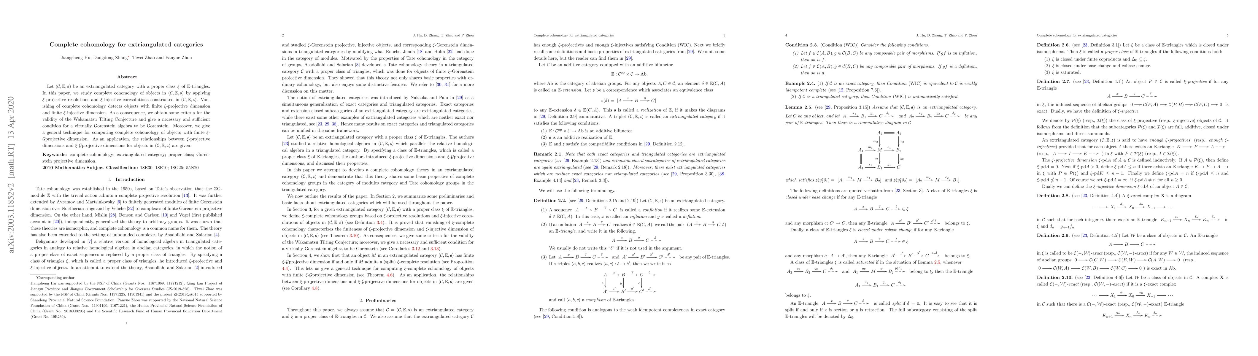 Thumbnail for Complete cohomology for extriangulated categories