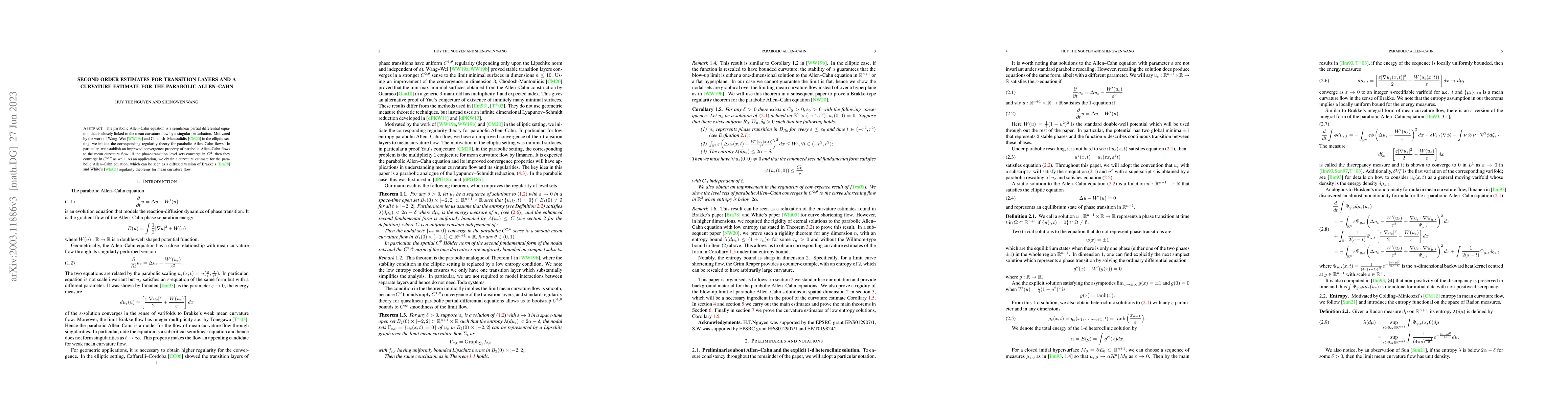 Thumbnail for Second order estimates for transition layers and a curvature estimate
  for the parabolic Allen-Cahn