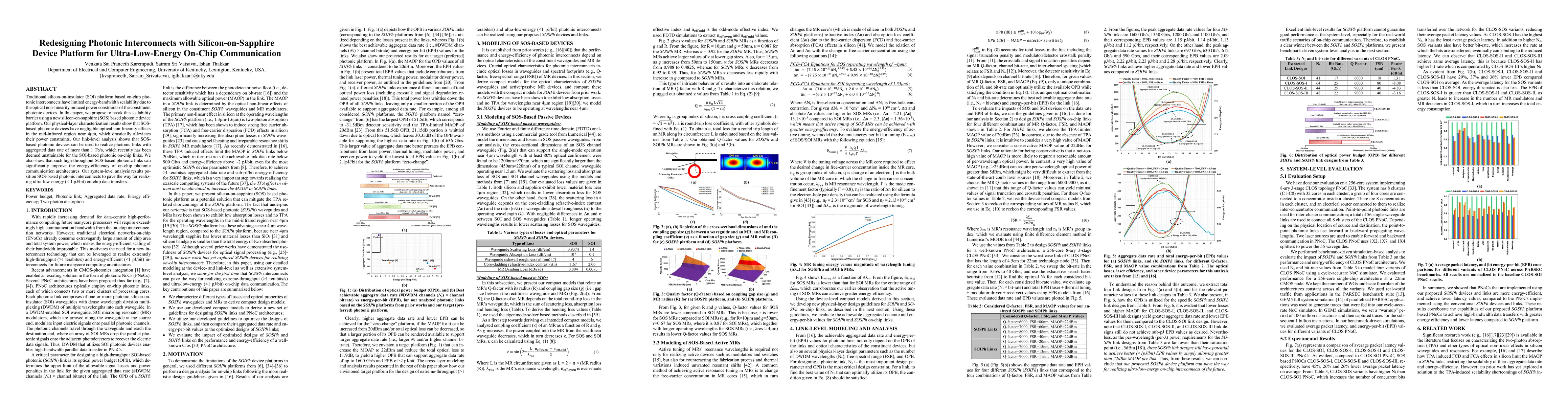 Thumbnail for Redesigning Photonic Interconnects with Silicon-on-Sapphire Device
  Platform for Ultra-Low-Energy On-Chip Communication