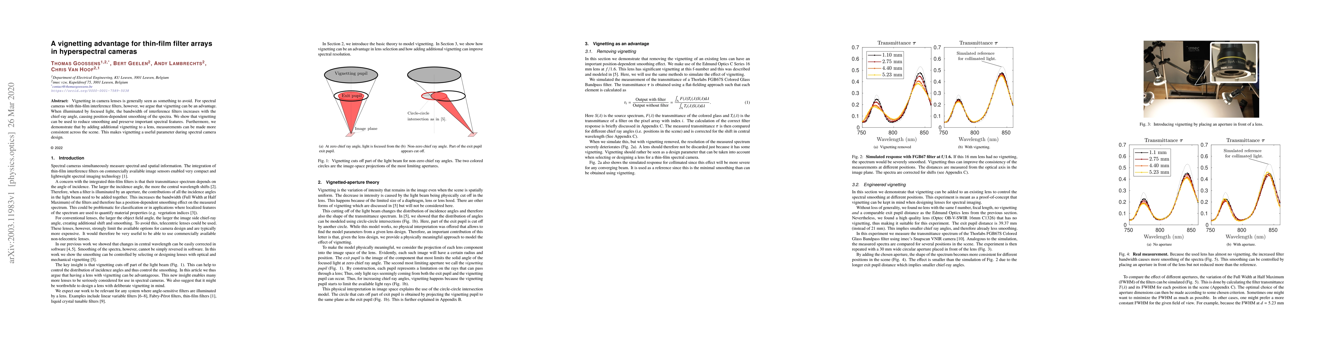 Thumbnail for A vignetting advantage for thin-film filter arrays in hyperspectral
  cameras