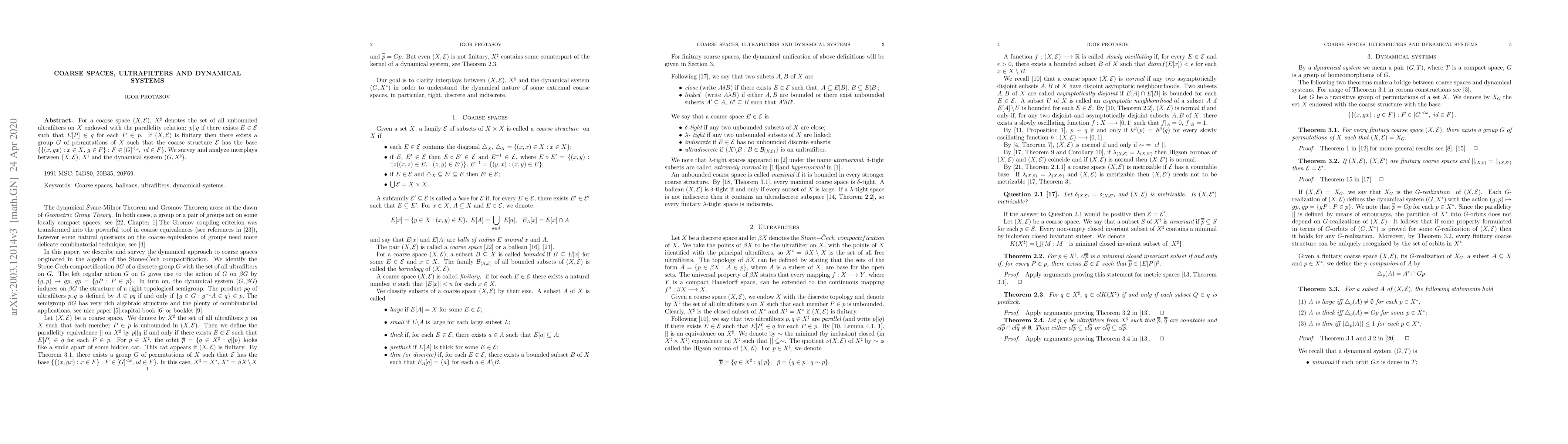 Thumbnail for Coarse spaces, ultrafilters and dynamical systems
