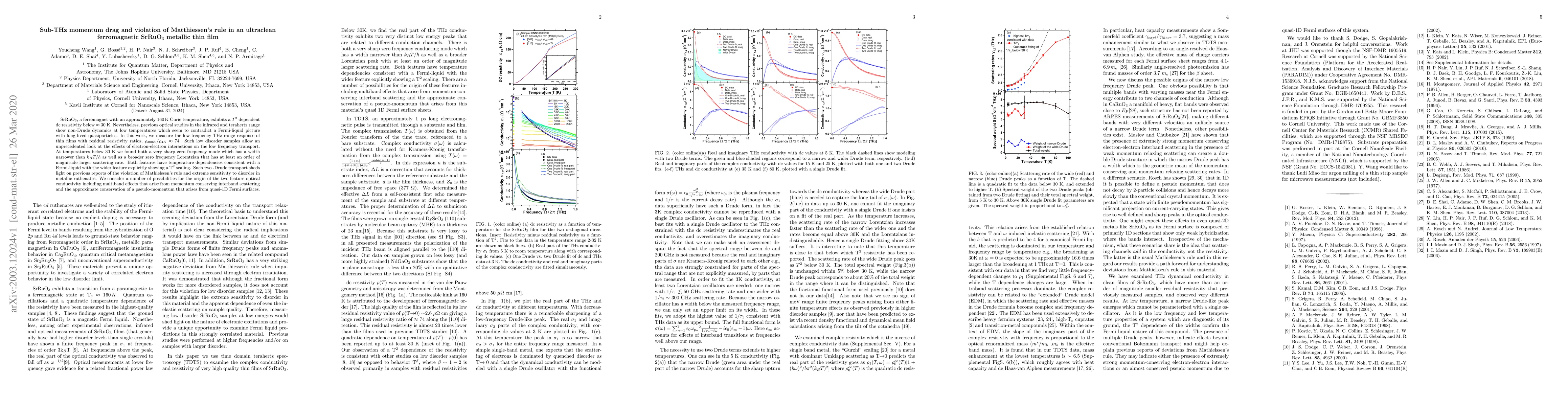 Thumbnail for Sub-THz momentum drag and violation of Matthiessen's rule in an
  ultraclean ferromagnetic SrRuO$_3$ metallic thin film