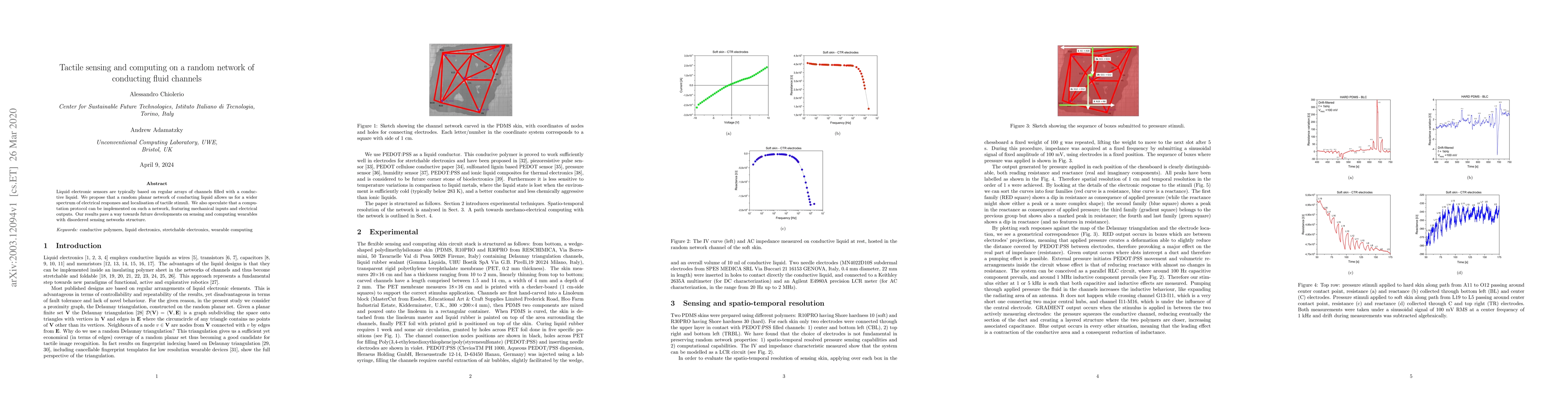 Thumbnail for Tactile sensing and computing on a random network of conducting fluid
  channels