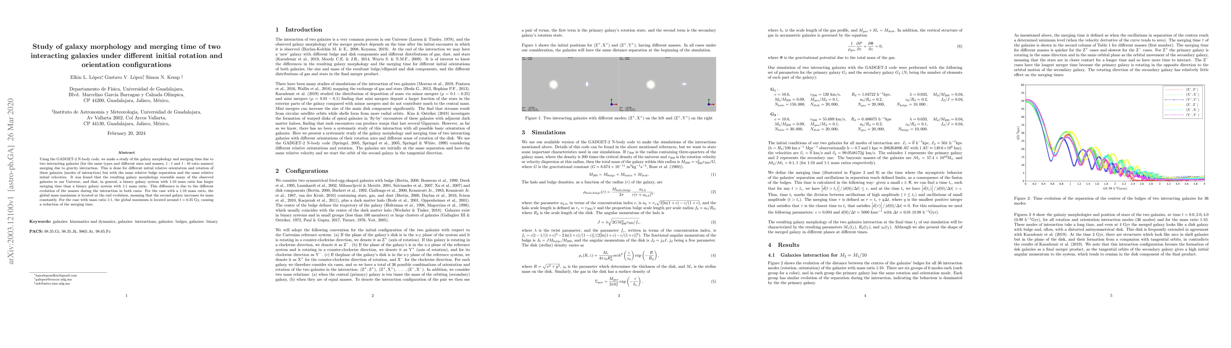 Thumbnail for Study of galaxy morphology and merging time of two interacting galaxies
  under different initial rotation and orientation configurations