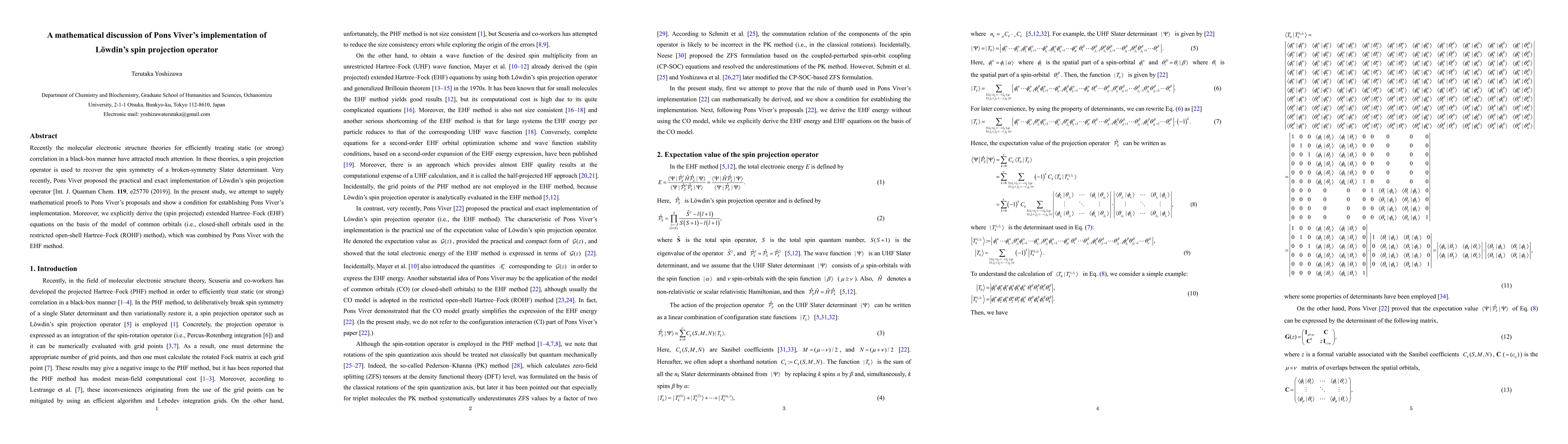 Thumbnail for A mathematical discussion of Pons Viver's implementation of L\"owdin's
  spin projection operator