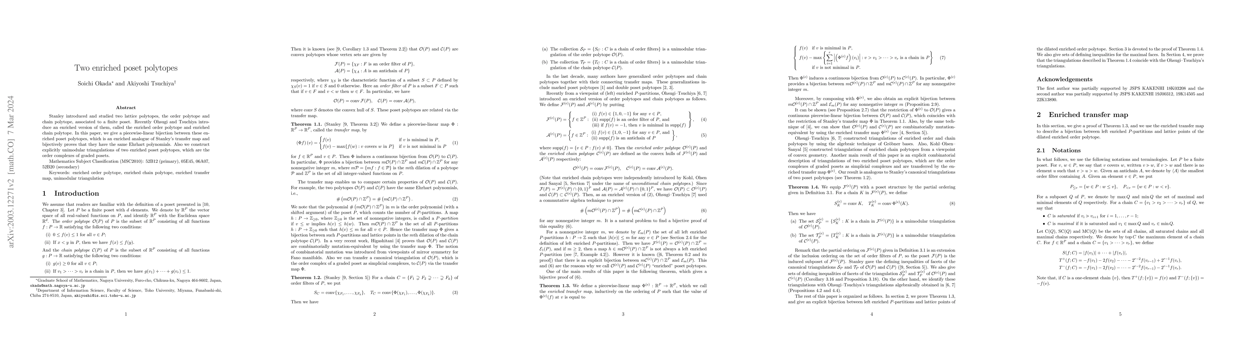 Thumbnail for Two enriched poset polytopes