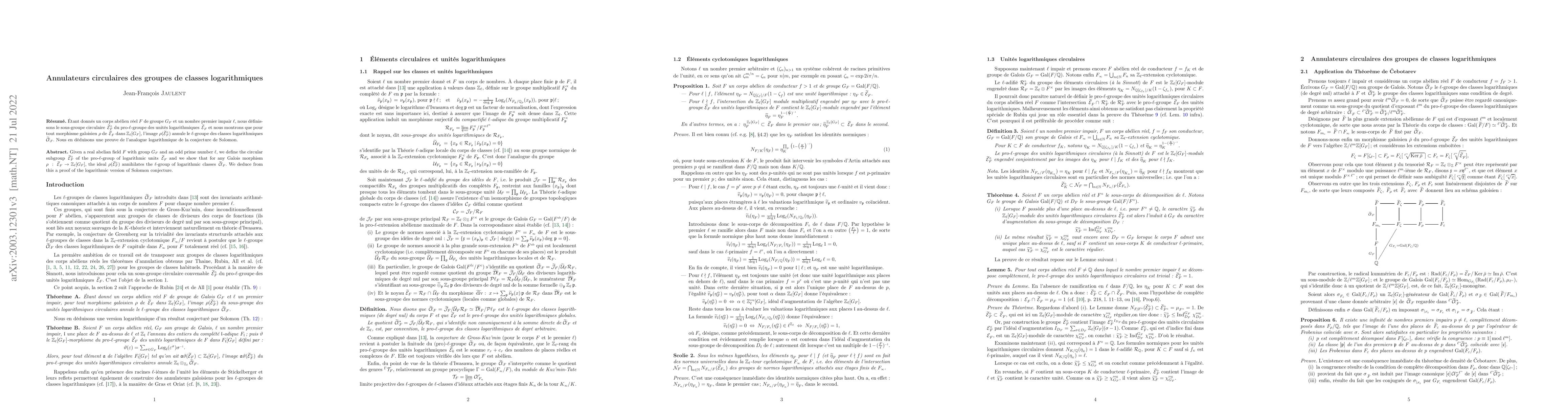 Thumbnail for Circular annihilators of logarithmic classes