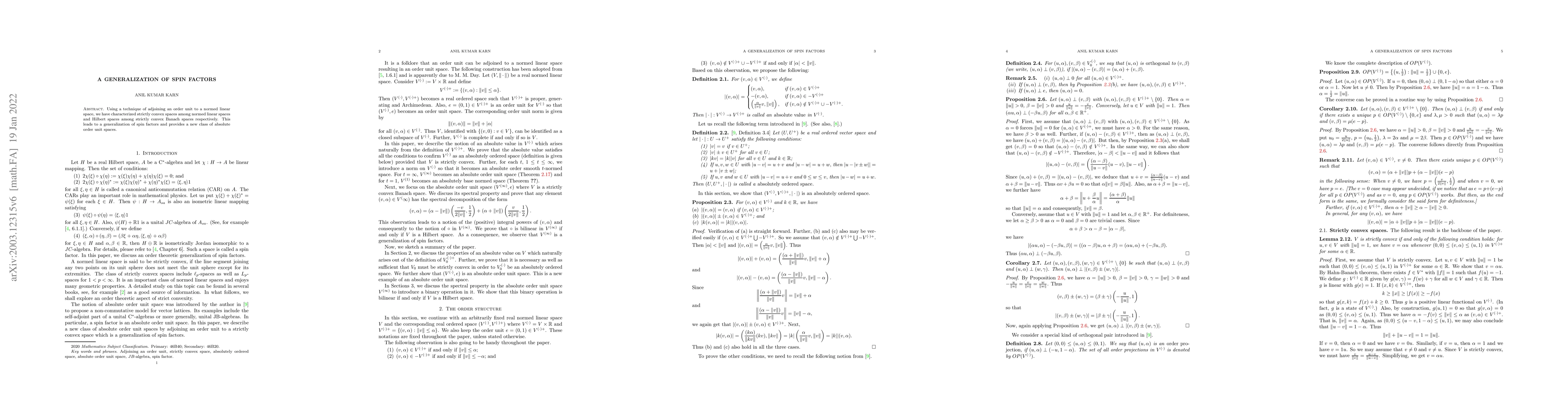 Thumbnail for A generalization of spin factors