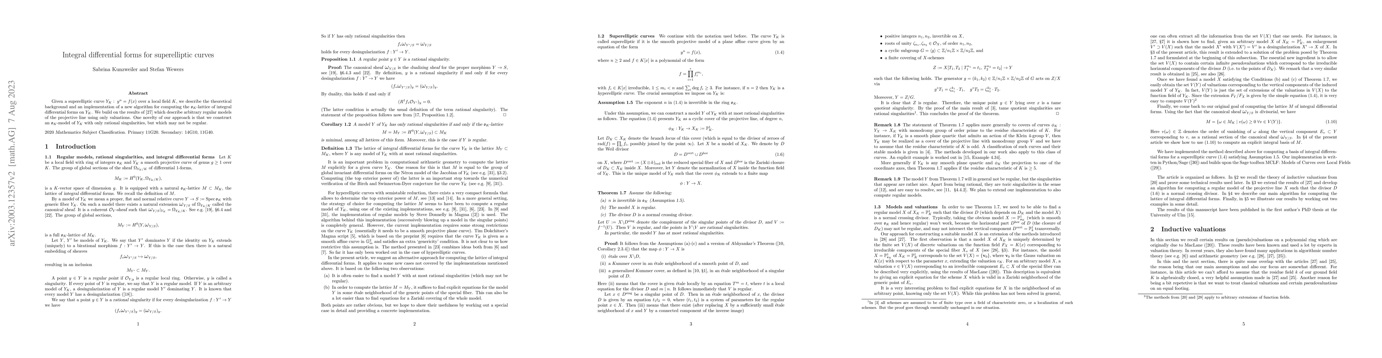 Thumbnail for Integral differential forms for superelliptic curves