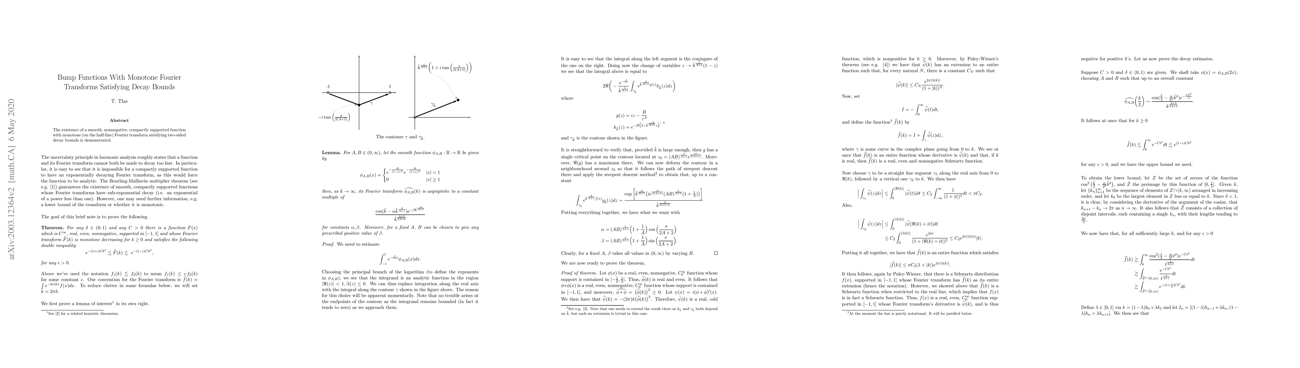 Thumbnail for Bump Functions With Monotone Fourier Transforms Satisfying Decay Bounds