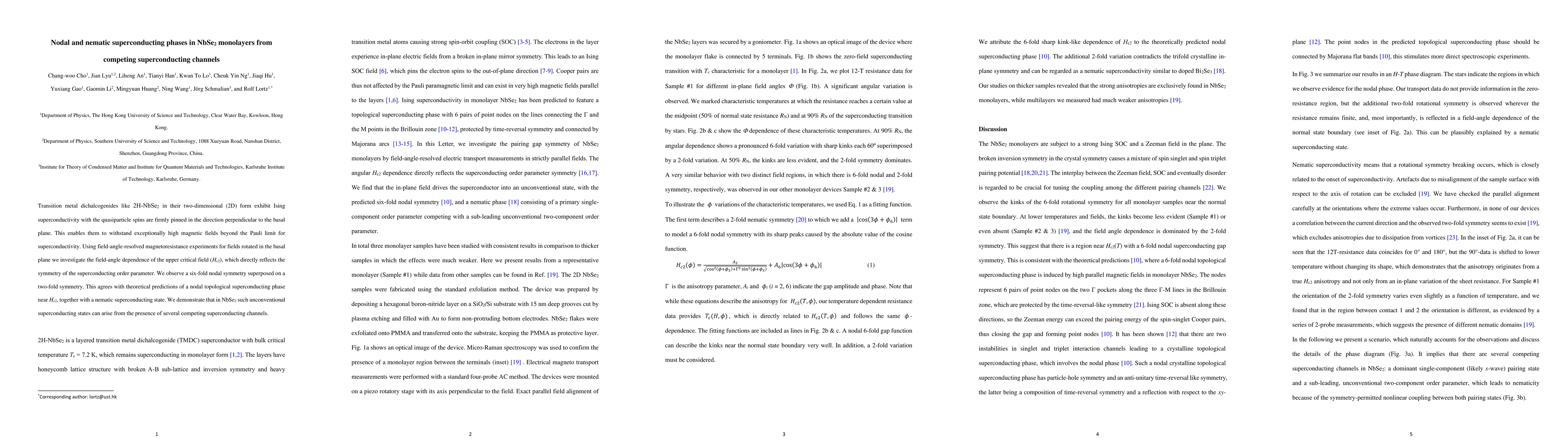Thumbnail for Nodal and nematic superconducting phases in NbSe2 monolayers from
  competing superconducting channels