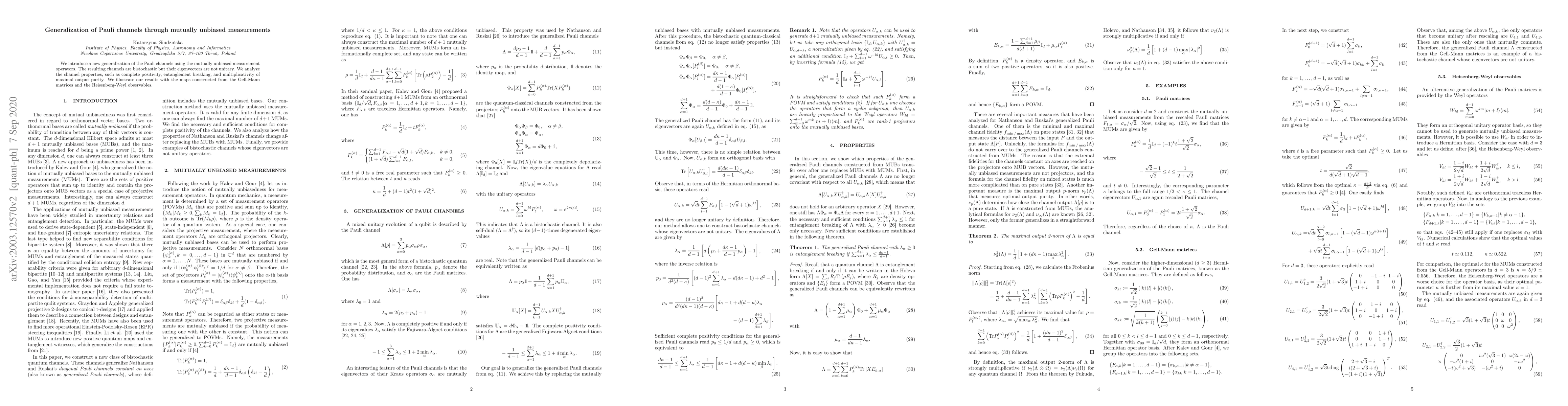 Thumbnail for Generalization of Pauli channels through mutually unbiased measurements