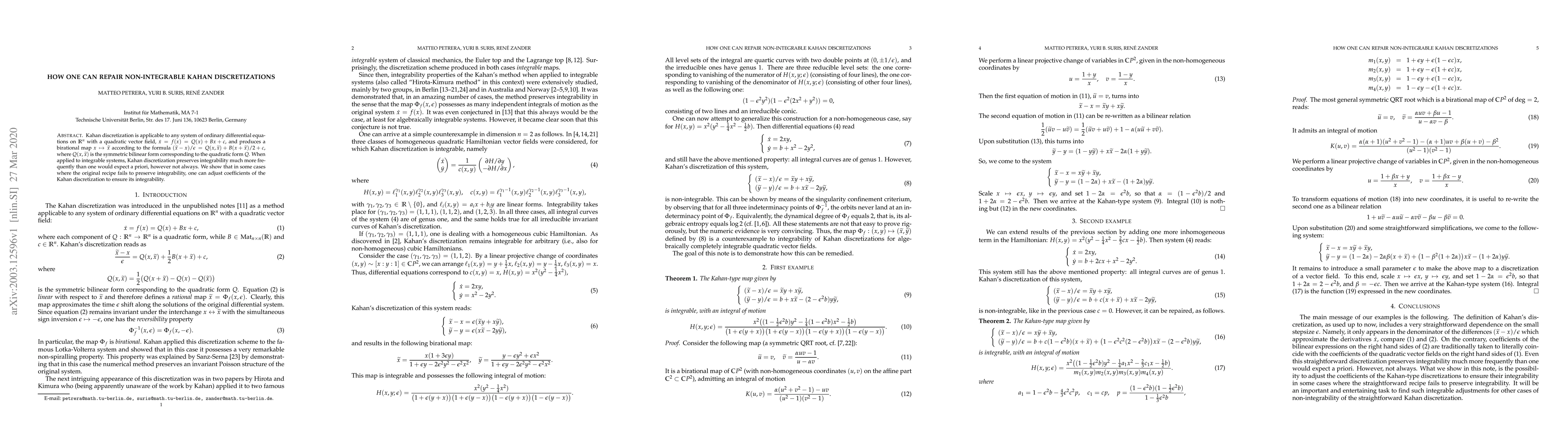 Thumbnail for How one can repair non-integrable Kahan discretizations