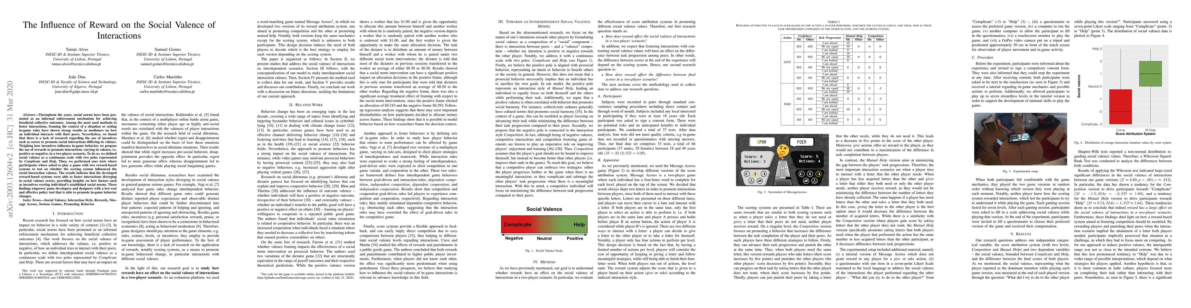 Thumbnail for The Influence of Reward on the Social Valence of Interactions