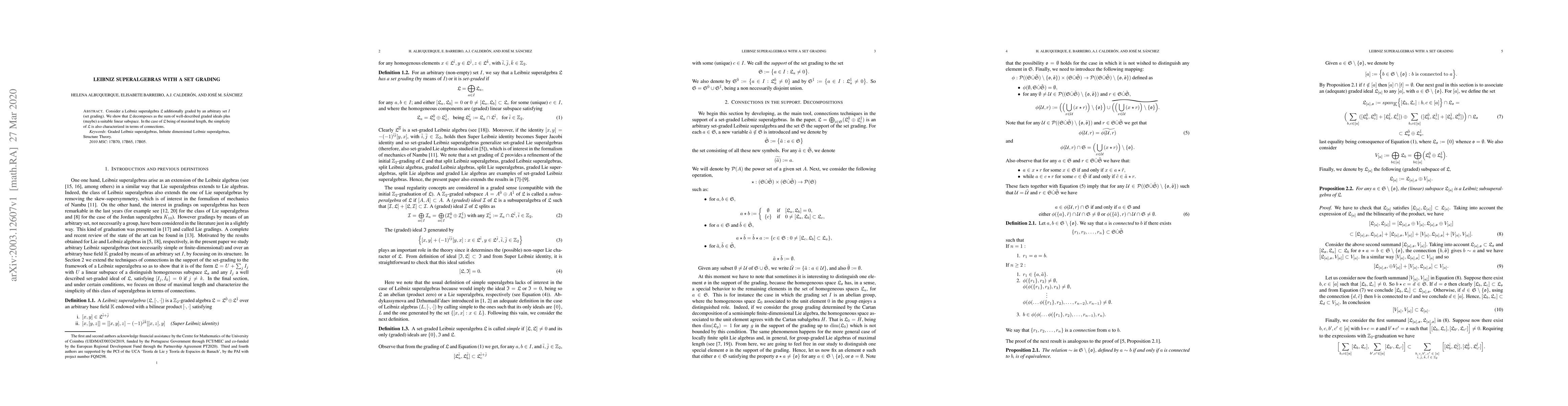 Thumbnail for Leibniz superalgebras with a set grading