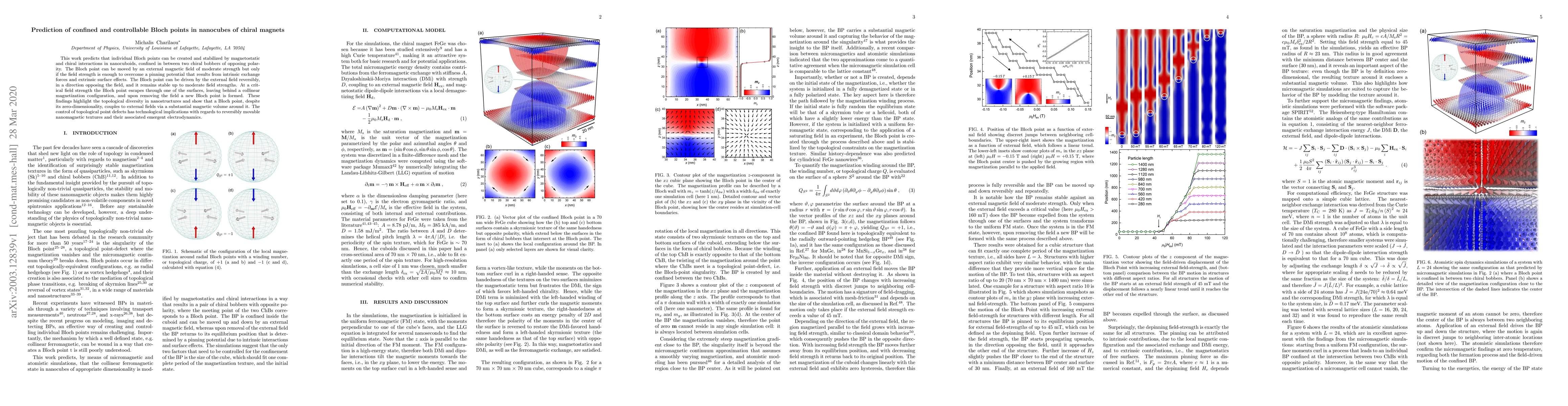 Thumbnail for Prediction of confined and controllable Bloch points in nanocubes of
  chiral magnets