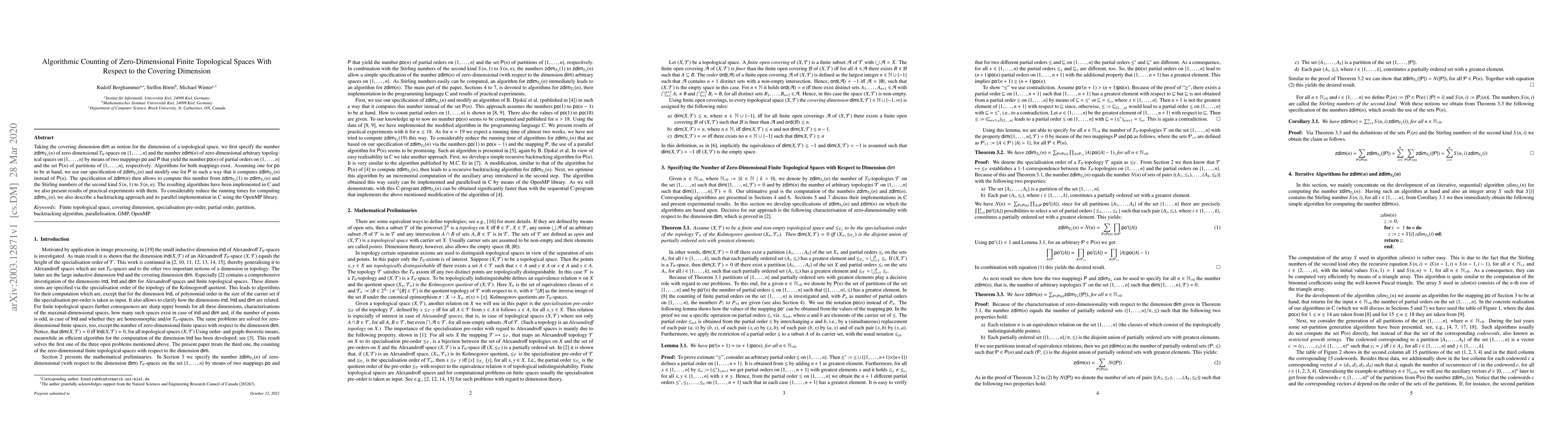 Thumbnail for Algorithmic Counting of Zero-Dimensional Finite Topological Spaces With
  Respect to the Covering Dimension