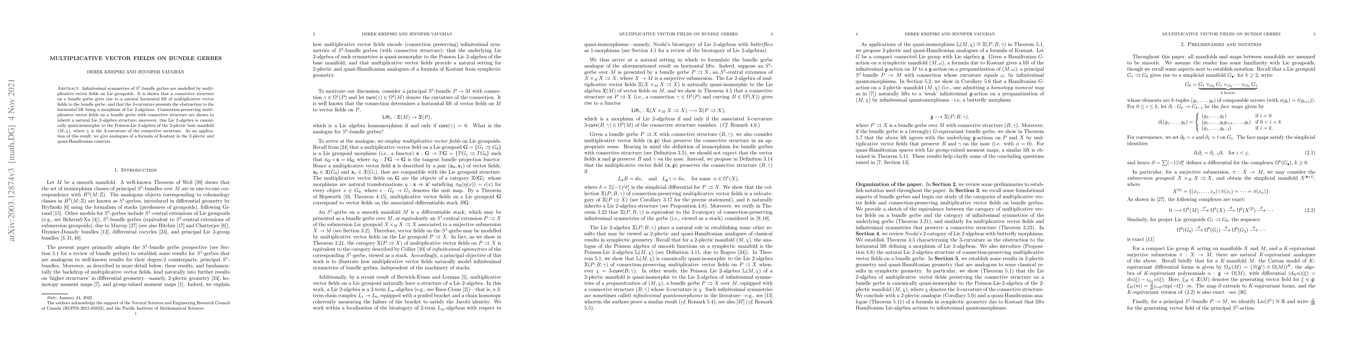 Thumbnail for Multiplicative vector fields on bundle gerbes