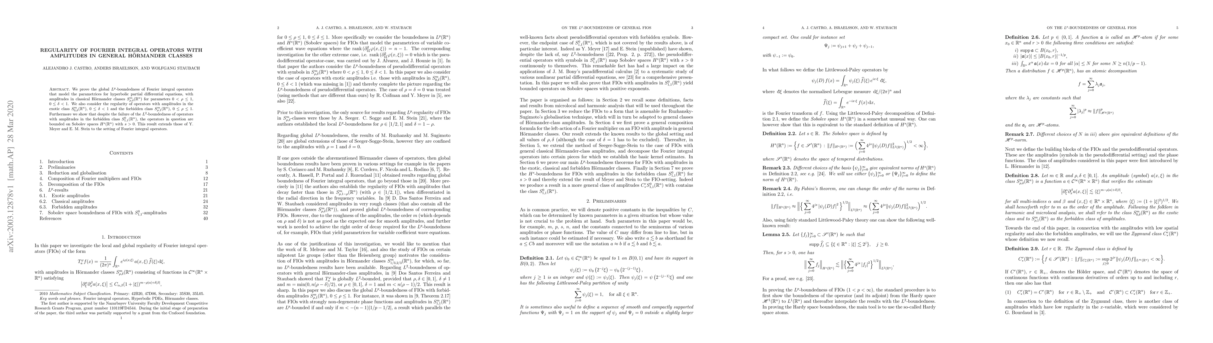 Thumbnail for Regularity of Fourier integral operators with amplitudes in general
  H\"ormander classes