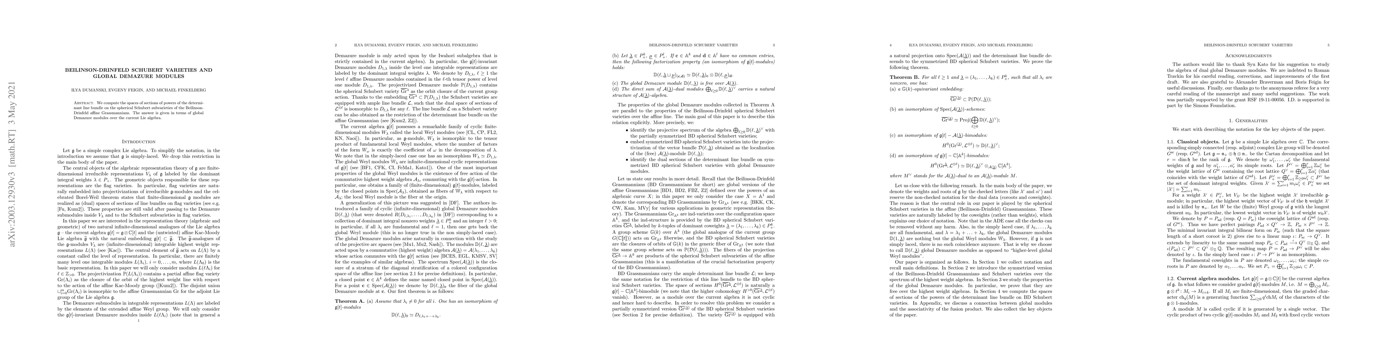 Thumbnail for Beilinson-Drinfeld Schubert varieties and global Demazure modules