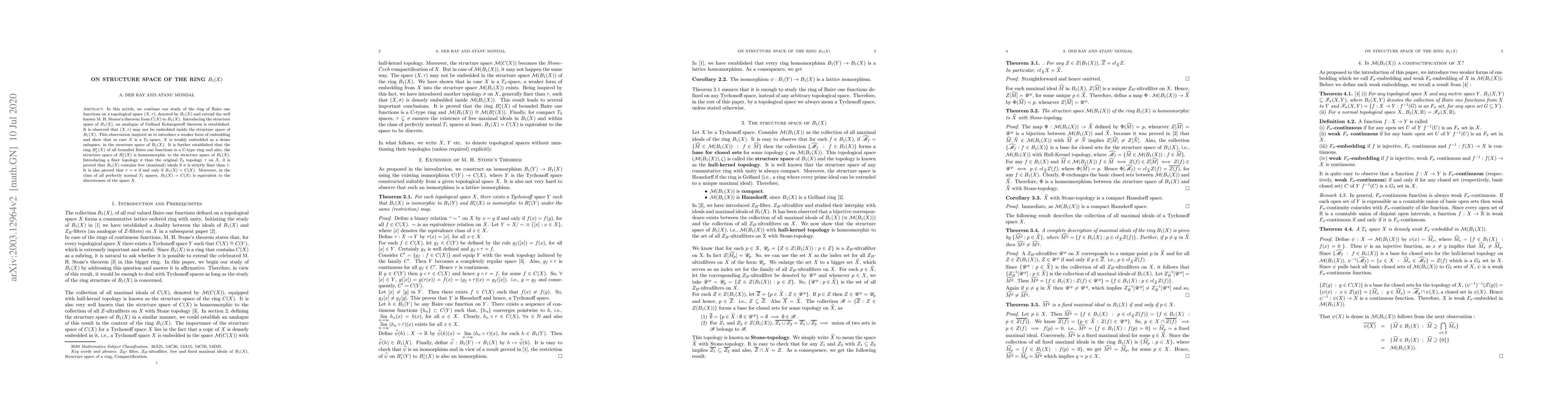 Thumbnail for On Structure space of the ring $B_1(X)$