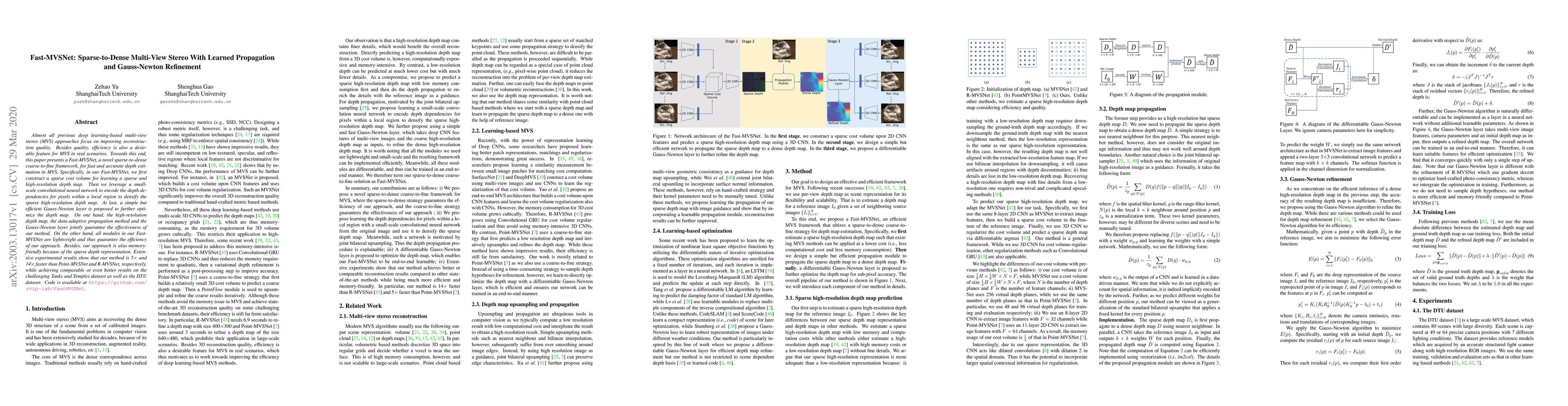 Thumbnail for Fast-MVSNet: Sparse-to-Dense Multi-View Stereo With Learned Propagation
  and Gauss-Newton Refinement