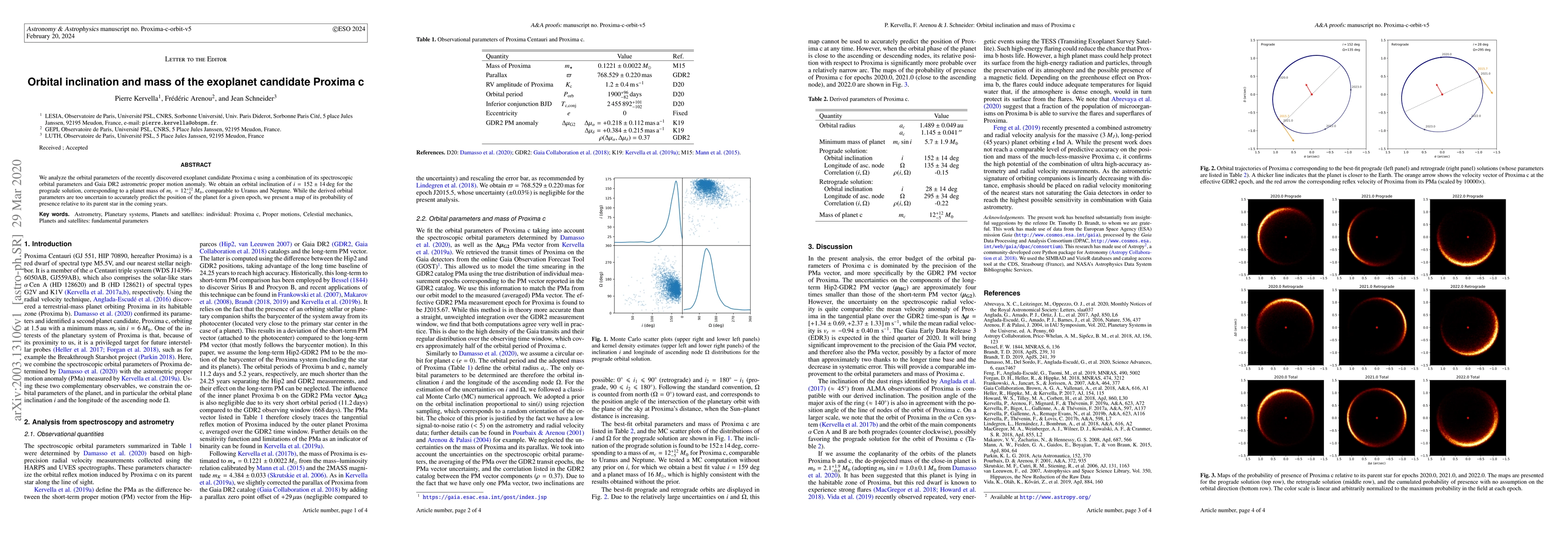 Thumbnail for Orbital inclination and mass of the exoplanet candidate Proxima c