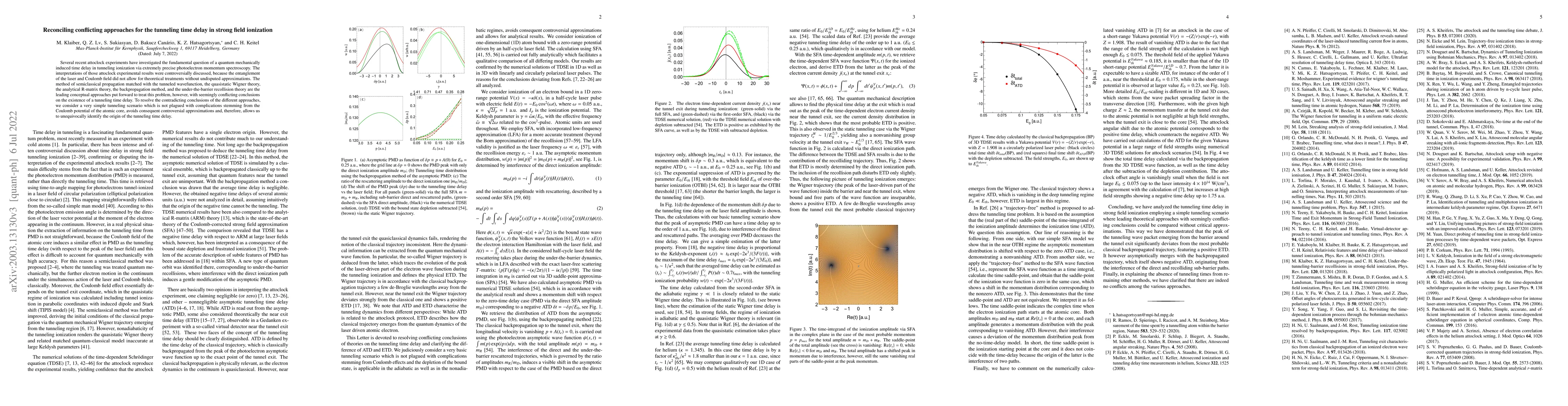 Thumbnail for Reconciling conflicting approaches for the tunneling time delay in
  strong field ionization
