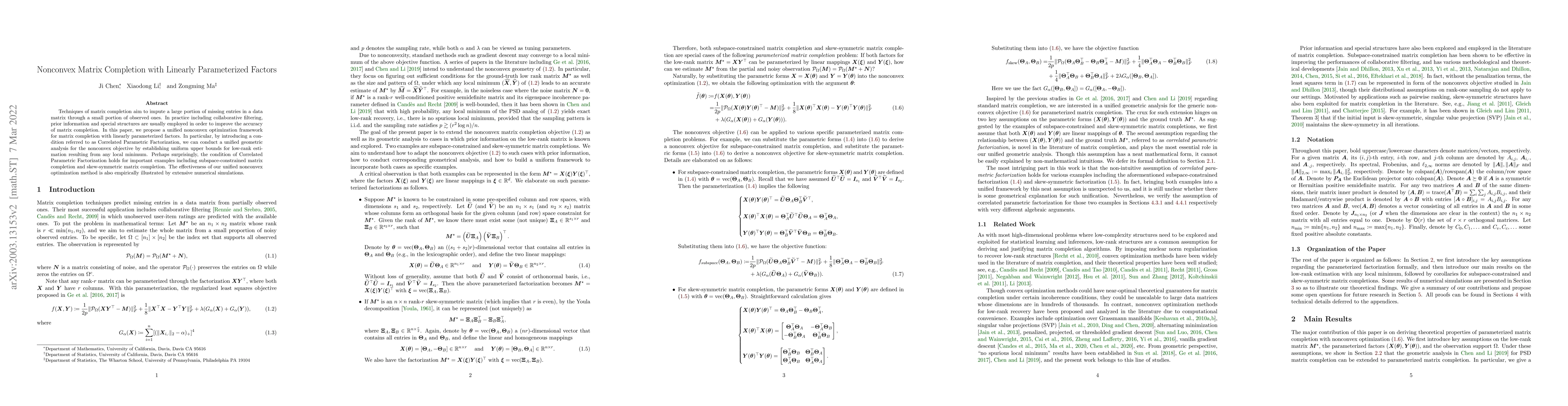 Thumbnail for Nonconvex Matrix Completion with Linearly Parameterized Factors