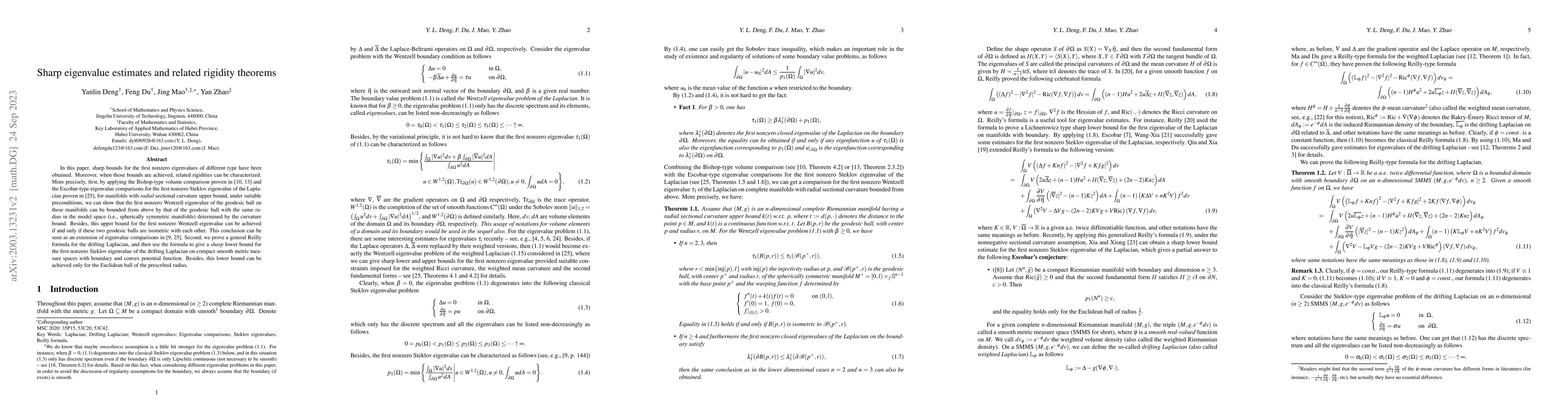 Thumbnail for Sharp eigenvalue estimates and related rigidity theorems