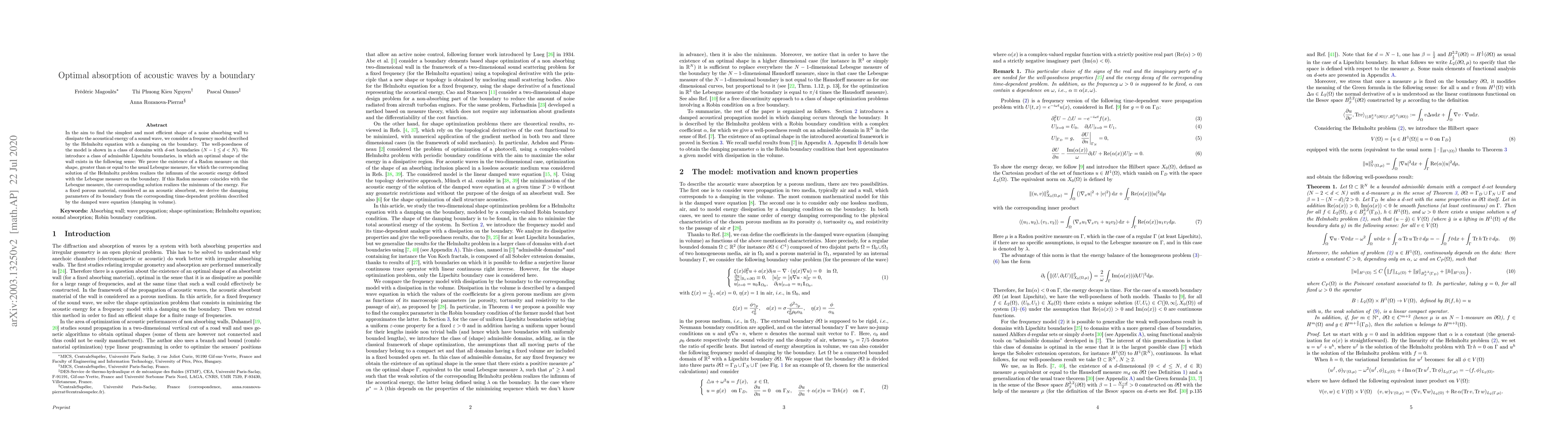 Thumbnail for Optimal absorption of acoustical waves by a boundary