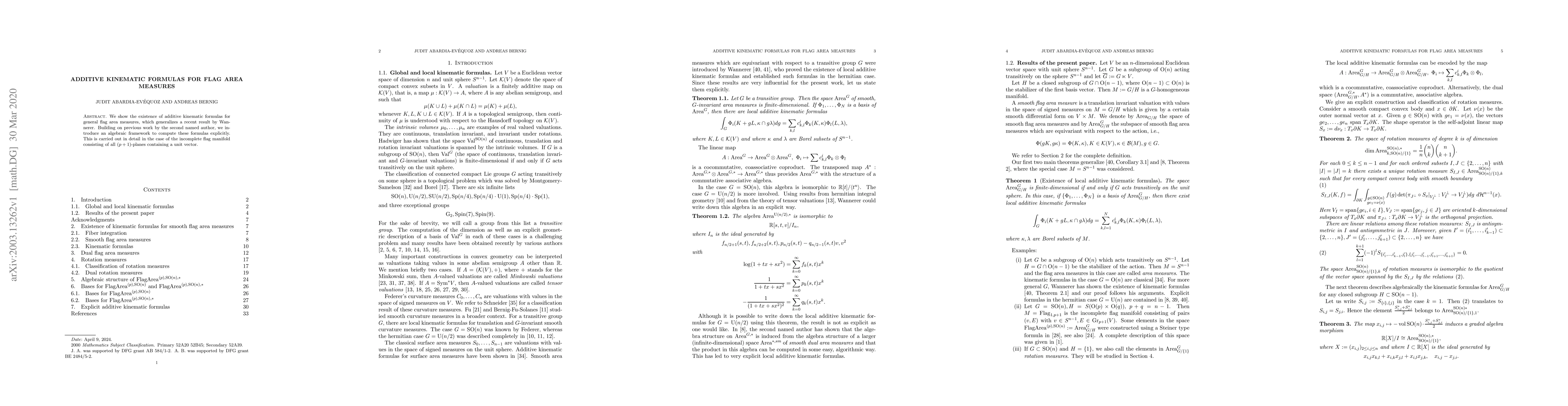 Thumbnail for Additive kinematic formulas for flag area measures