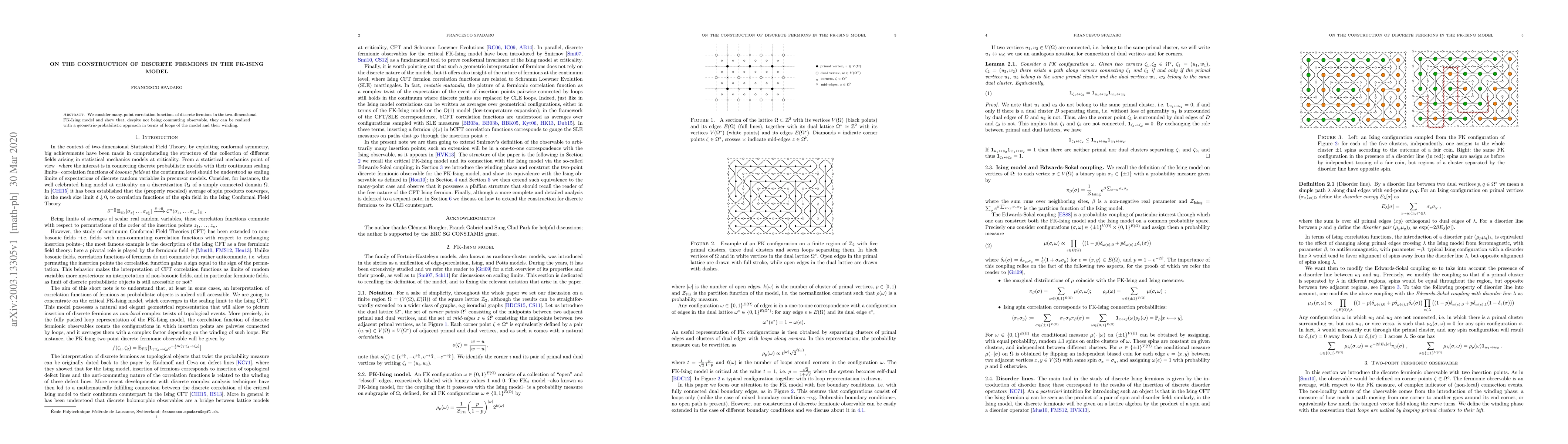 Thumbnail for On the construction of discrete fermions in the FK-Ising model